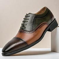 Bruine en groene leren Oxford-brogues voor heren - stijlvol en comfortabel voor formeel en casual gebruik Lightinthebox - thumbnail