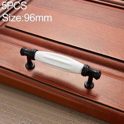 5 stuks 5001_96 mat zwart achthoekige witte keramiek hardware kabinet handvat