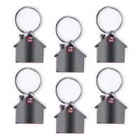 Sleutelhanger met klein huisje - 6x - rood/grijs - metaal - 4 x 3.8 cm - eigen huis/nieuw huis Sleutelhanger met klein huisje - 6x - rood/grijs - metaal - 4 x 3.8 cm - eigen huis/nieuw huis