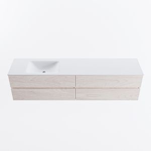 MONDIAZ VICA 200cm badmeubel onderkast Underlayment 4 lades. Wastafel CLOUD links zonder kraangat, kleur Talc.