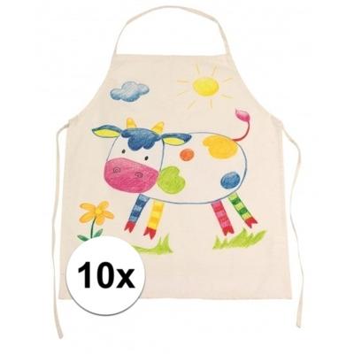 Onbedrukt schort kinderen - 10x - kinderschort - knutselschort - keukenschort - naturel Onbedrukt schort kinderen - 10x - kinderschort - knutselschort - keukenschort - naturel