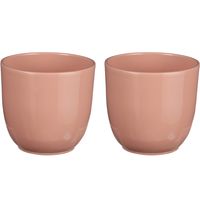 2x stuks plantenpot/bloempot Tusca - lichtroze - keramiek - glans - D22/H20 cm