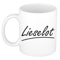Naam cadeau mok / beker Lieselot met sierlijke letters 300 ml - thumbnail