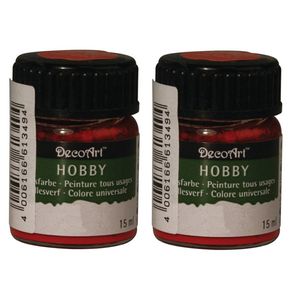 2x Acrylverf/hobbyverf rood 15 ml hobby materiaal - Hobbyverf