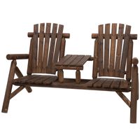 Outsunny Tuinbank met tafel tuinmeubel zitbank 2 stoelen massief hout bruin | Aosom Netherlands - thumbnail