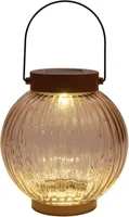 Anna's collection lantaarn solar 1led glas 15x14.5cm terra