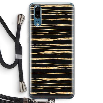 Gouden strepen: Huawei P20 Transparant Hoesje met koord