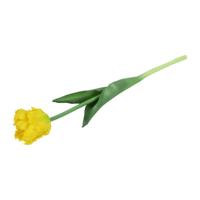 Kunstbloem tulp Parkiet - geel - real touch - levensecht - 40 cm - decoratie bloemen