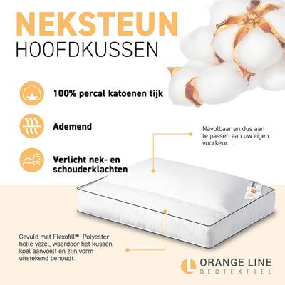 Hoofdkussen Percale Katoen - Comfort - Neksteun - Voor Zij- En Rugslapers - Vulling: Flexofill Microvezel holle vezel - Dekbed-Discounter.nl