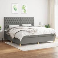 Boxspring met matras stof donkergrijs 200x200 cm