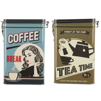 Thee bewaarblikken - metaal - retro printen - 13 x 8 x 18 cm - thee Thee bewaarblikken - metaal - retro printen - 13 x 8 x 18 cm - thee