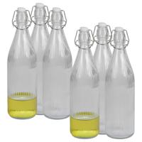 Urban Living Beugelfles/Weckfles - 12x - transparant glas - luchtdicht - 1 liter - waterfles