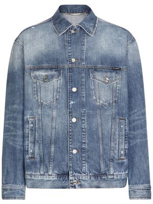 Dolce & Gabbana veste en jean à coutures contrastantes - Bleu