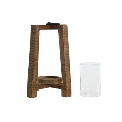 Kaarshouder Home ESPRIT Natuurlijk Kristal Mangohout 25 x 25 x 35 cm