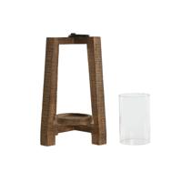 Kaarshouder Home ESPRIT Natuurlijk Kristal Mangohout 25 x 25 x 35 cm