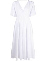 STAUD robe mi-longue Finley à col v - Blanc