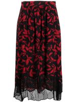 Zadig&Voltaire Joslin leaf-print midi skirt - Noir