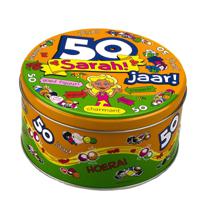 Sarah 50 jaar snoeptrommel/koektrommel - 50e verjaardag - cadeau / versiering