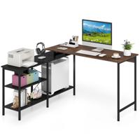 Omkeerbaar L-vormig Bureau met Twee Opbergplanken Hoekbureau Voor Gamers