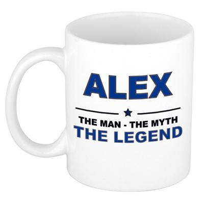 Alex cadeau mok - man myth legend - naam koffiemok / beker - wit en blauw - 300 ml Alex cadeau mok - man myth legend - naam koffiemok / beker - wit en blauw - 300 ml
