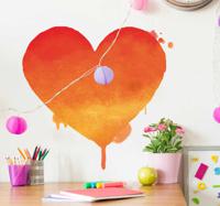 Valentijn stickers Oranje kunst hartje - thumbnail