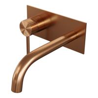 BRAUER Stripe Inbouw Wastafelmengkraan - gebogen uitloop en afdekplaat - model A2 - koper geborsteld PVD 5-GK-333
