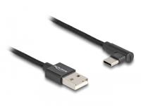 DeLOCK USB-A 2.0 male > USB-C male kabel 1 meter, gesleeved, 90°