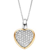 TI SENTO-Milano 6801ZY Ketting Hart zilver-zirconia goudkleurig-wit 25 x 16 mm