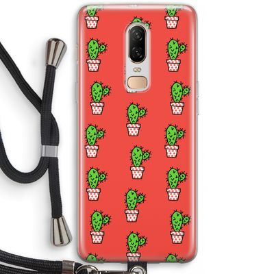 Mini cactus: OnePlus 6 Transparant Hoesje met koord