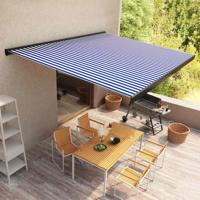 Luifel gemotoriseerd 350x250 cm blauw en wit