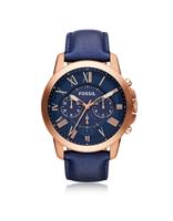 Fossil Heren Grant chronograaf blauw lederen horloge FS4835