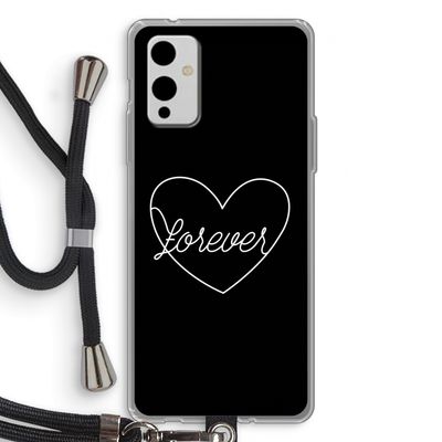 Forever heart black: OnePlus 9 Transparant Hoesje met koord