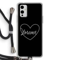Forever heart black: OnePlus 9 Transparant Hoesje met koord