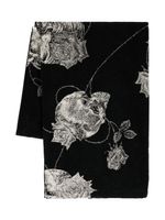 Yohji Yamamoto écharpe à fleurs - Noir