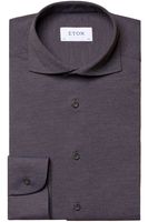 ETON Slim Fit Jersey shirt zwart, Effen