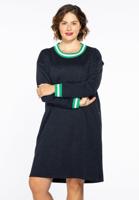 Yoek Dress-sweater stripe trim | Blauw | Maat 42/44