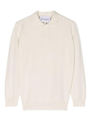 TRUSSARDI JUNIOR polo en maille à logo brodé - Blanc