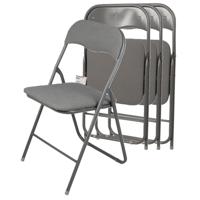 Urban Living Klapstoel - 4x - met stoffen zitting - antraciet - 44 x 45 x 80 cm - metaal