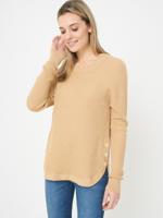 Geribde trui met ronde zoom van katoen-cashmere-melange