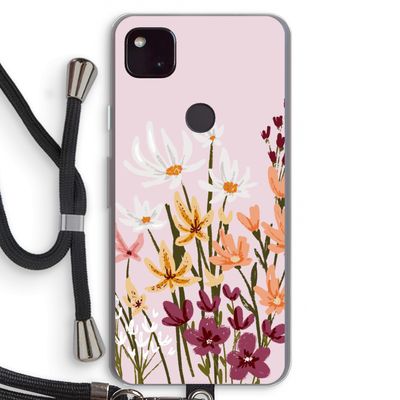 Painted wildflowers: Pixel 4a 5G Transparant Hoesje met koord