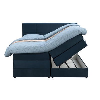 Boxspring met opbergruimte Liv geblokt - blauw - 160x200 cm - Leen Bakker