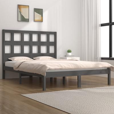 Bedframe massief grenenhout grijs 200x200 cm