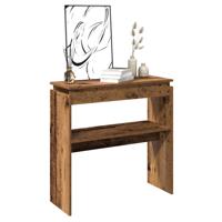 Wandtafel 80x30x102 cm bewerkt hout oud houtkleurig Wandtafel 80x30x102 cm bewerkt hout oud houtkleurig