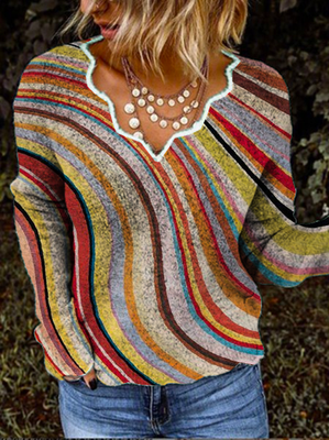 Shift Knitted Long Sleeve Stripes Shirts & Tops Shift Knitted Long Sleeve Stripes Shirts & Tops