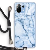 Blauw marmer: Xiaomi Mi 11 Lite Transparant Hoesje met koord Blauw marmer: Xiaomi Mi 11 Lite Transparant Hoesje met koord