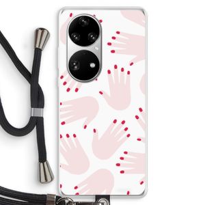 Hands pink: Huawei P50 Pro Transparant Hoesje met koord