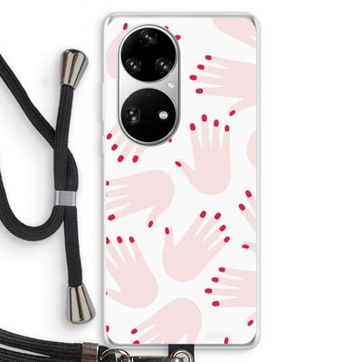 Hands pink: Huawei P50 Pro Transparant Hoesje met koord