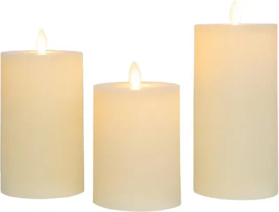 Anna&apos;s Collection LED kaars oplaadbaar flame effect rustiek set 7.5 cm ivoor 3 stuks