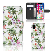 Apple iPhone X | Xs | Telefoonhoesje | Met pasjeshouder | Flamingo Palms