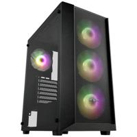 FSP Fortron CMT218 Midi-tower PC-behuizing Zwart 4 voorgeïnstalleerde LED-ventilators, Zijvenster - thumbnail